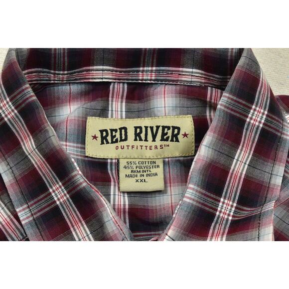 Red River Outfitters Mens Big & Tall Size XXL Western Pearl Snap Plaid Shirt - Picture 7 of 8